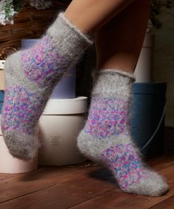 Women's Bohemian Kaleidoscope Non-Binding Goat Wool Crew Socks