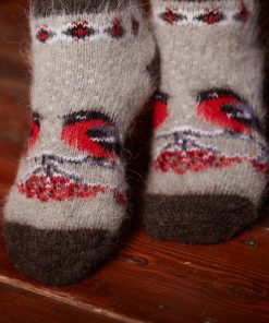 Unisex Birds and Berries Goat Wool Low-Cut Socks