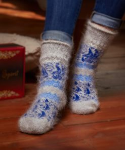 Unisex Nautical Seascape Non-Binding Goat Wool Crew Socks