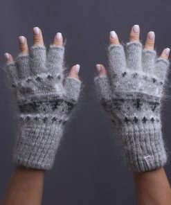 Women's Forest Reflection Goat Wool Fingerless Gloves