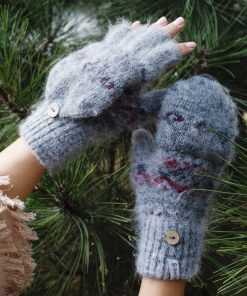 Women's Geometric Charm Goat Wool Mitten Gloves