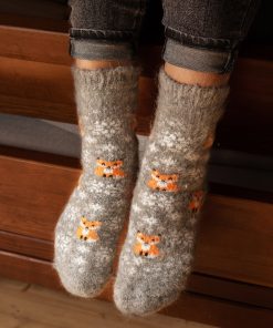 Unisex Frisky Foxes Goat Wool Thick Crew Socks