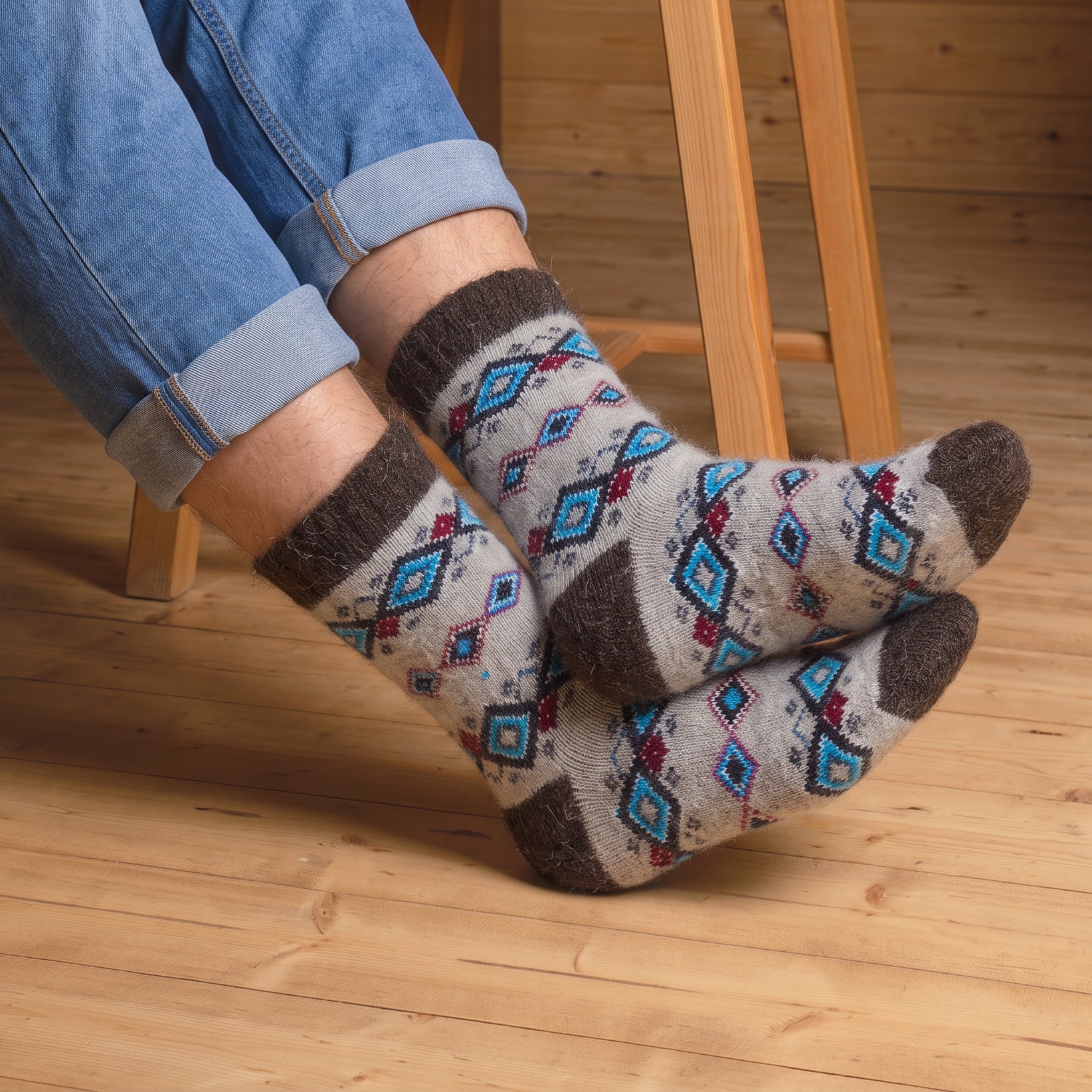 sm-image-0b8cc86a151a428cd473a4da Men's Mesa Mosaic Goat Wool Crew Socks