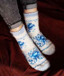 Women's Winter Florals Thick Goat Wool Crew Socks