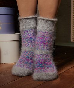 Women's Bohemian Kaleidoscope Non-Binding Goat Wool Crew Socks