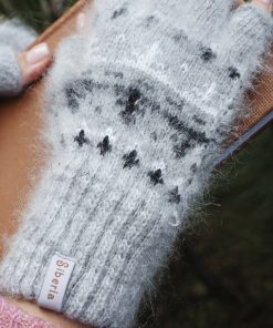 Women's Forest Reflection Goat Wool Fingerless Gloves