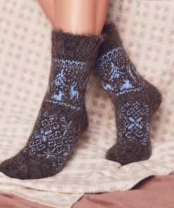 Unisex Alpine Night Non-Binding Goat Wool Crew Socks