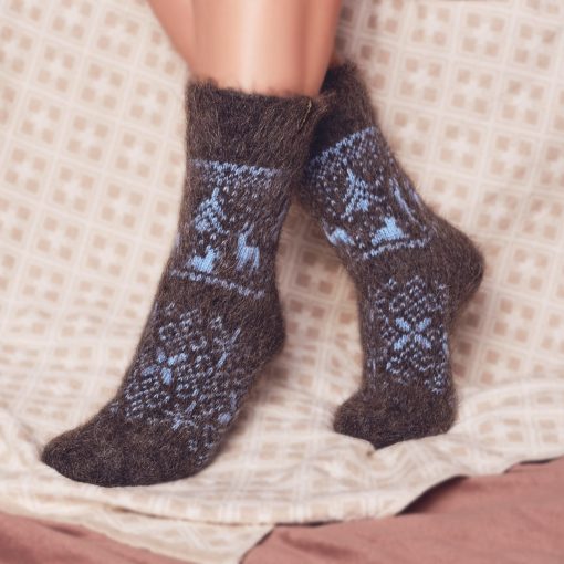 Unisex Alpine Night Non-Binding Goat Wool Crew Socks