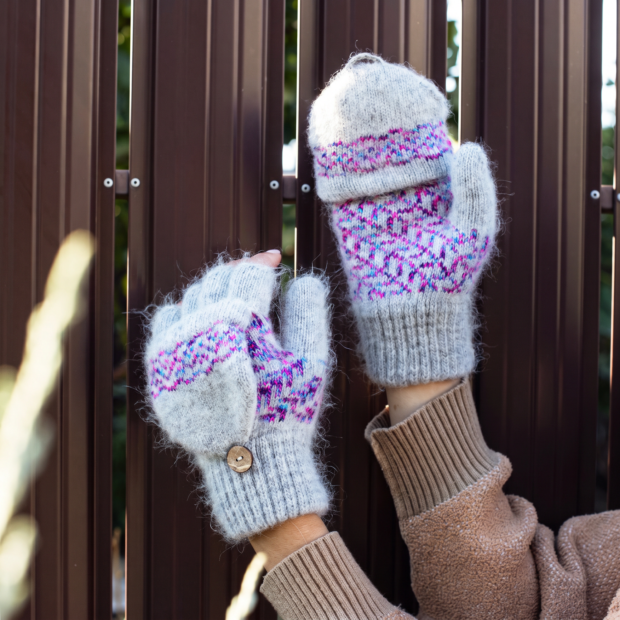 sm-image-29f8f6534b9243146b8088c8 Women's Cherry Blossom Goat Wool Mitten Gloves