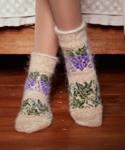 Women's Wine Time Non-Binding Goat Wool Crew Socks
