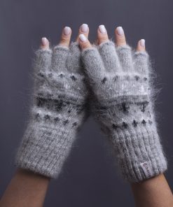 Women's Forest Reflection Goat Wool Fingerless Gloves