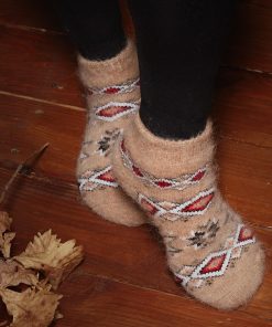 Unisex Rustic Diamonds Thick Goat Wool Low-Cut Socks