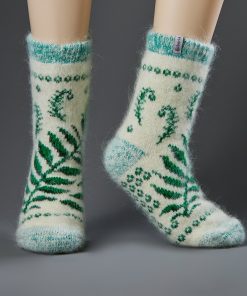 Women's Fiddle-Leaf Forest Goat Wool Crew Socks