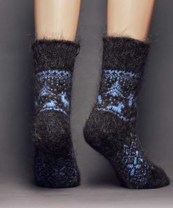 Unisex Alpine Night Non-Binding Goat Wool Crew Socks