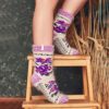 Women's Winter Violets Thick Goat Wool Crew Socks