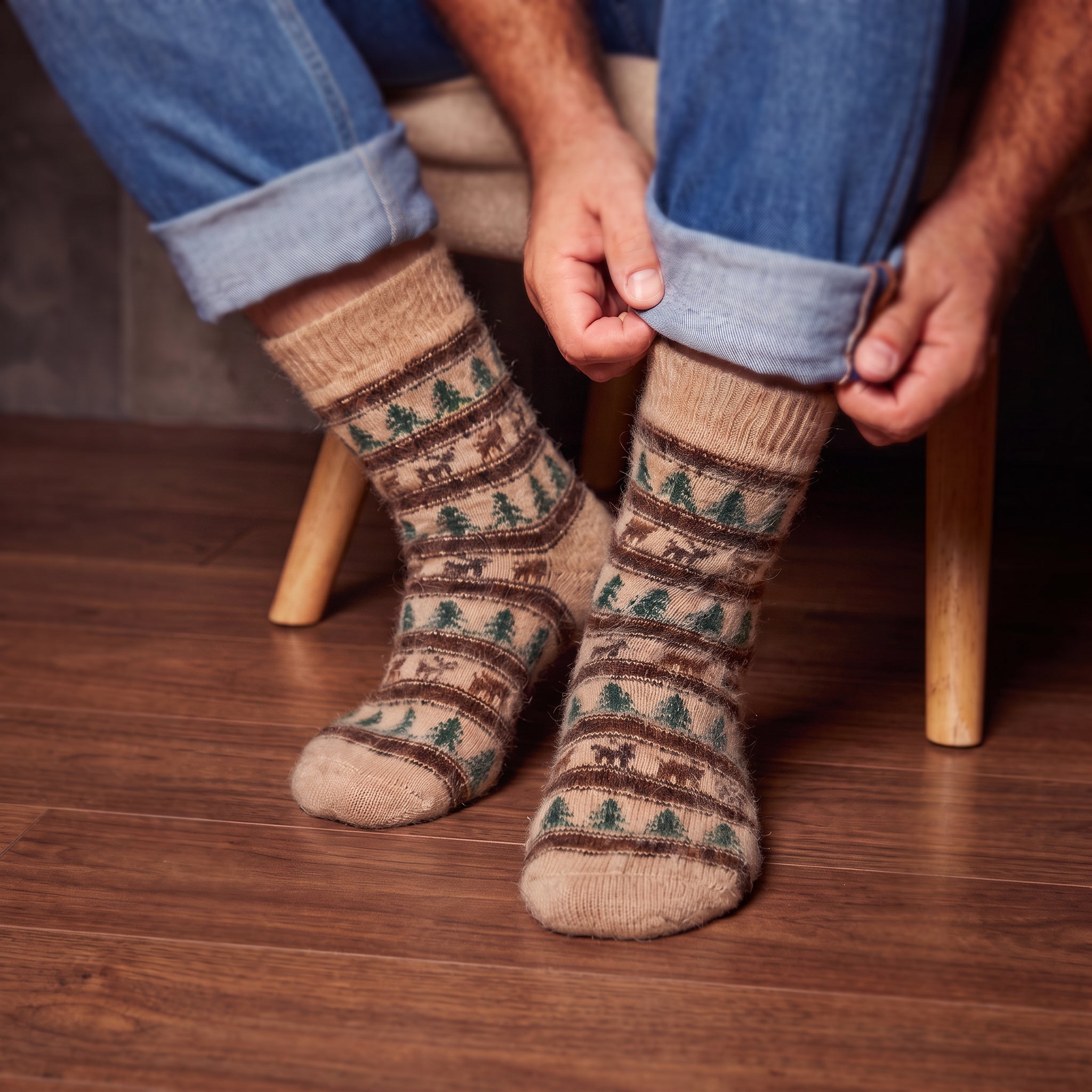 sm-image-3ba25c5818cd50ac21b56920 Men's Nordic Forest Goat Wool Crew Socks