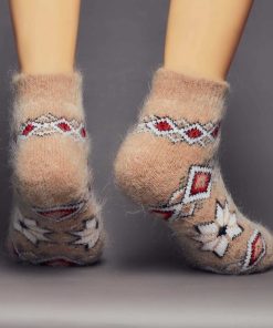 Unisex Rustic Diamonds Thick Goat Wool Low-Cut Socks