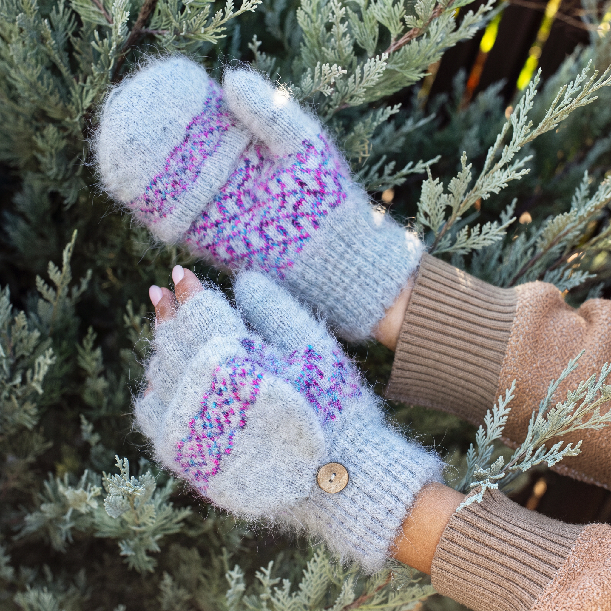 sm-image-41dcbcd05339230d4d159cf3 Women's Cherry Blossom Goat Wool Mitten Gloves