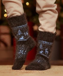 Unisex Alpine Night Non-Binding Goat Wool Crew Socks
