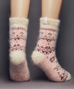 Women's Cranberry Delight Goat Wool Thick Crew Socks