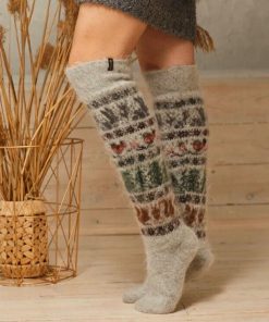 Unisex Forest Friends - Maxi Goat Wool Over-the-Knee Socks