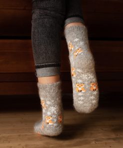 Unisex Frisky Foxes Goat Wool Thick Crew Socks