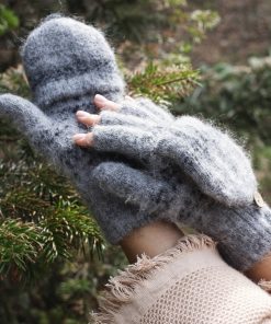 Women's Midnight Veil Goat Wool Mitten Gloves