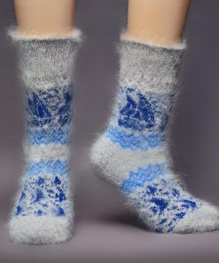 Unisex Nautical Seascape Non-Binding Goat Wool Crew Socks