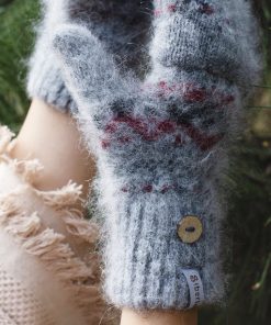 Women's Geometric Charm Goat Wool Mitten Gloves
