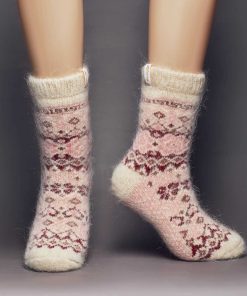 Women's Cranberry Delight Goat Wool Thick Crew Socks