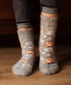 Unisex Frisky Foxes Goat Wool Thick Crew Socks