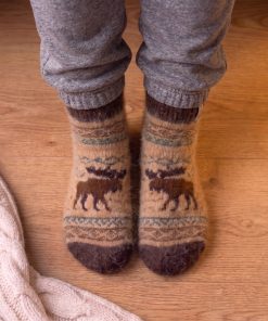 Unisex Moosing Around Goat Wool Low-Cut Socks