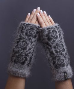 Women's Midnight Bloom Goat Wool Fingerless Gloves