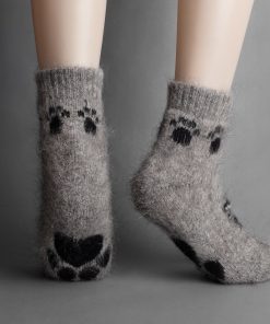 Unisex Lone Wolf Goat Wool Thick Low-Cut Socks