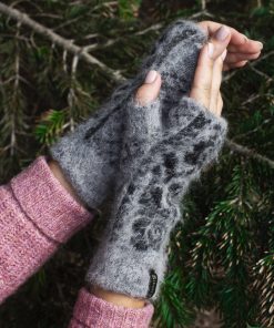 Women's Midnight Bloom Goat Wool Fingerless Gloves