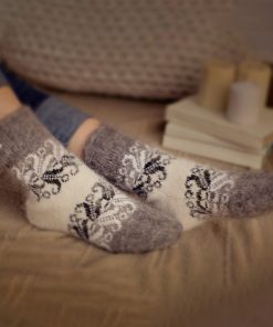 Unisex Frosted Swirls Goat Wool Non-Binding Crew Socks