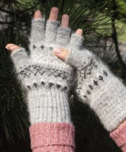 Women's Forest Reflection Goat Wool Fingerless Gloves
