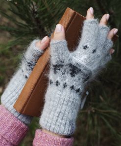 Women's Forest Reflection Goat Wool Fingerless Gloves