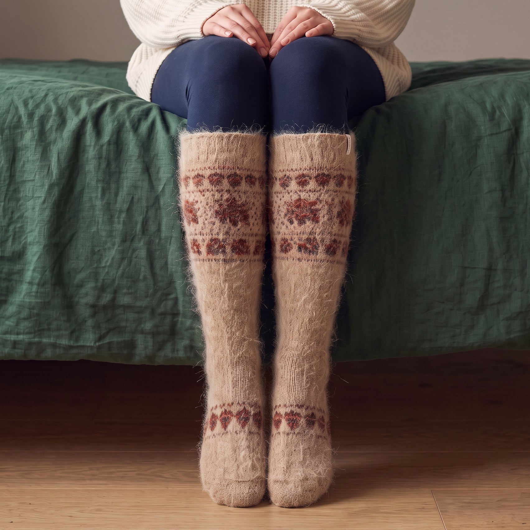 sm-image-73d567406679a10c4e651de5 Women's Copper Garland Goat Wool Knee-High Socks