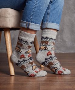 Men's Campout Fun Goat Wool Crew Socks