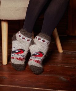 Unisex Birds and Berries Goat Wool Low-Cut Socks