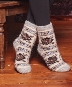 Women's Southwest Snowflake Goat Wool Crew Socks