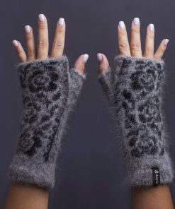 Women's Midnight Bloom Goat Wool Fingerless Gloves