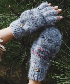 Women's Geometric Charm Goat Wool Mitten Gloves