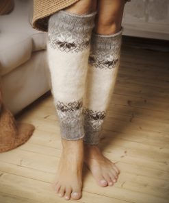 Women's Coffee & Cream Goat Wool Leg Warmers