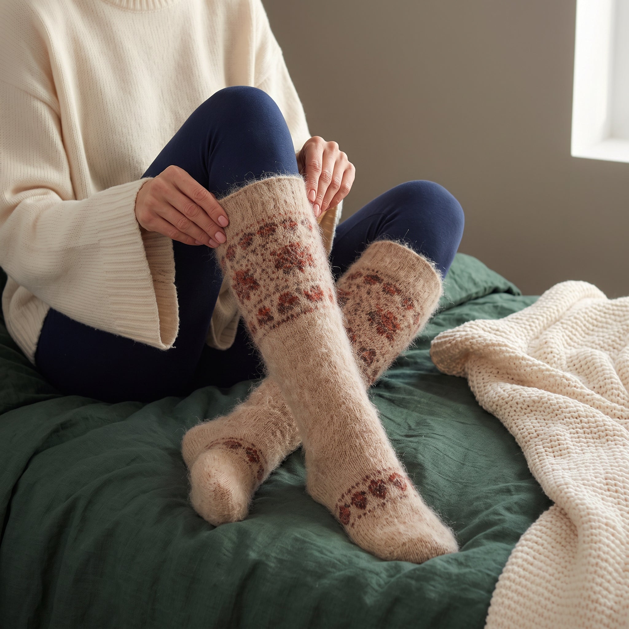 sm-image-8ce938e969d443969afed5d8 Women's Copper Garland Goat Wool Knee-High Socks