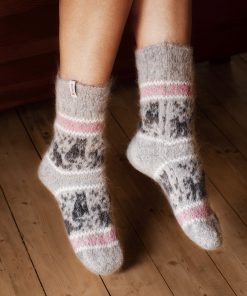 Women's Kute Kitties Non-Binding Goat Wool Crew Socks