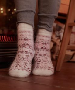 Women's Cranberry Delight Goat Wool Thick Crew Socks