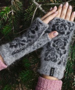 Women's Midnight Bloom Goat Wool Fingerless Gloves