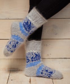 Unisex Nautical Seascape Non-Binding Goat Wool Crew Socks